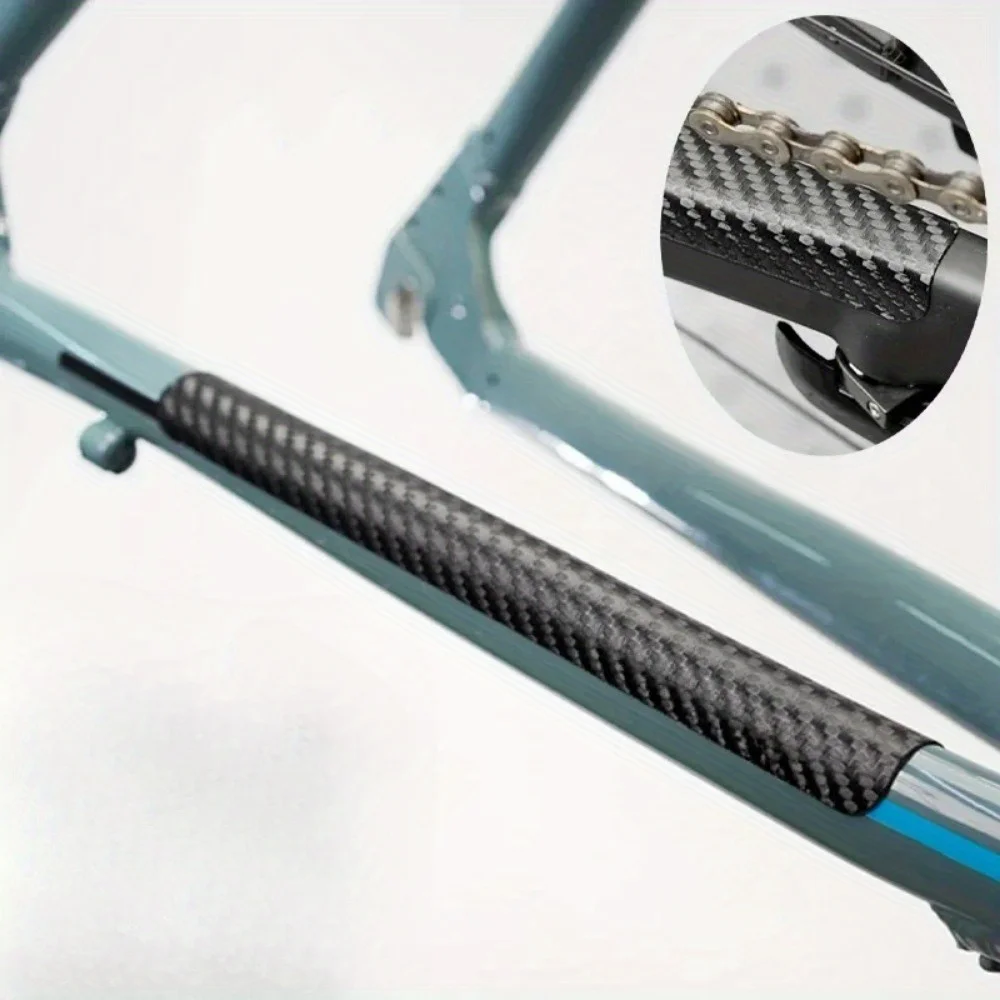 Chainstay Protector Wrap - Fietskettingbeschermer Zwart Carbon Fiber Patroon Frame