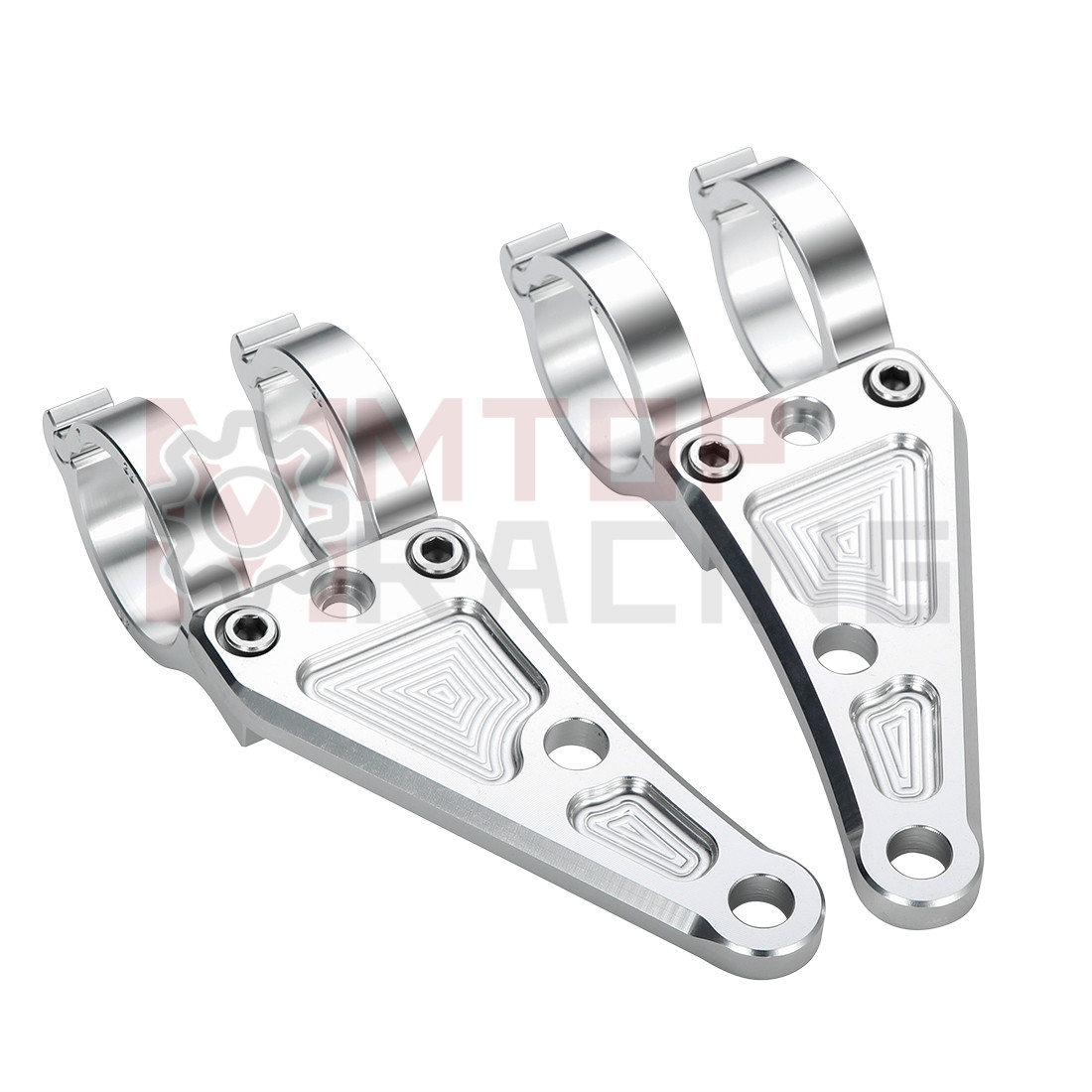 Mountain Biking Derby - Cnc Motorfiets Koplamp Mount Beugel Zilver